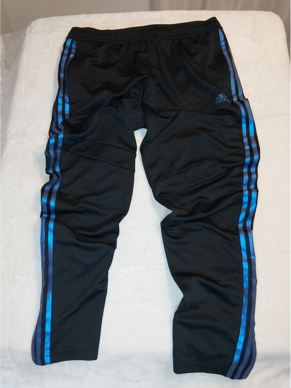 Adidas Climacool Black Track Pants with Blue Stripes, Size XL. 0103